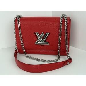Louis Vuitton Twist MM Shoulder Bag Red Epi Leather with Silver Hardware